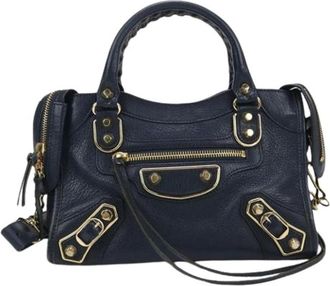 Balenciaga Pre-owned Handbags, female, Blue, Size: ONE SIZE Pre-owned Vintage Leather Handbag