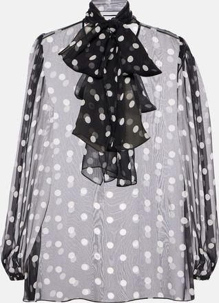 Dolce & Gabbana Polka-dot bow-detail silk chiffon blouse