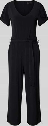 More & More More & More Jumpsuit mit V-Ausschnitt und Bindeg&uuml;rtel in Black, Gr&ouml;&szlig;e 46