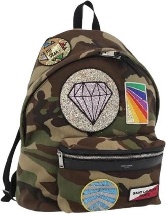 Saint Laurent Pre-owned Leather Backpack - Dames - Vintage Rugzakken - Groen - ONE Size - Leer - Vintage