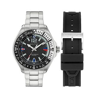 Nautica Clearwater Beach Quartz Black Dial Mens Watch Box Set NAPCWF303