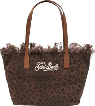 Saint Barth Tote Bags, female, Brown, Size: ONE SIZE City Bag Fringe