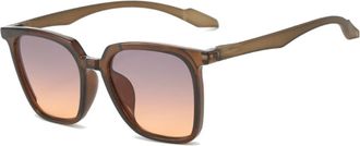 Generic UV400 Square Large Frame Sunglasses For Men And Women Outdoor Commuting Sports Vacation Sun Glasses(Brown)