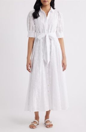 Lilly Pulitzer Larkyn Midi Shirtdress in Resort White Monarch at Nordstrom, Size 12