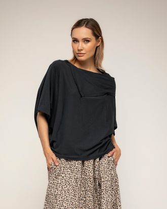 Tantra T-shirt met vleermuismouwen en boothals met omslag