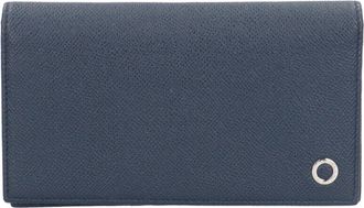 Bulgari Navy Leather Long Bill Wallet (Bi-Fold) (Pre-Owned)