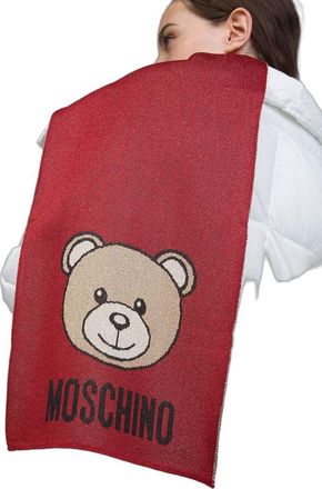 Moschino Womens Scarf Red Viscosa Accessories Viscose Polyamide Polyester