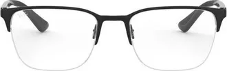 Ray-Ban 54mm Semi Rimless Square Optical Glasses in Matte Black at Nordstrom