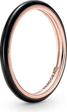Pandora ME Rose Gold Plated Black Enamel Ring, Size 48