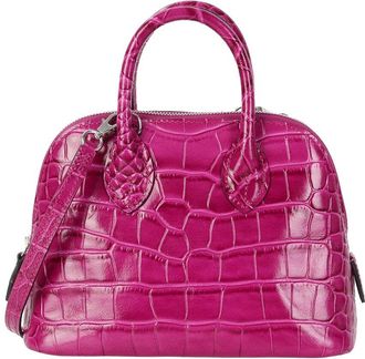 Tiffany & Fred Mini Croc-Embossed Leather Satchel