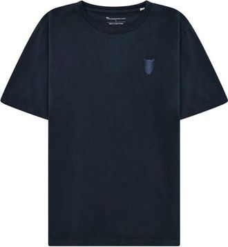 Knowledge Cotton Apparel Regenerative Organic Cotton Chest Embroidery T-Shirt f&uuml;r Herren | blau