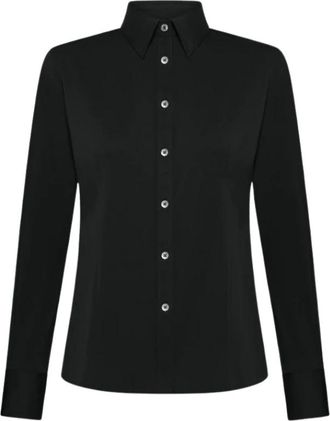 Roberto Ricci Design Shirts, female, Black, Size: L Oxford Shirt with Mother of Pearl Buttons
