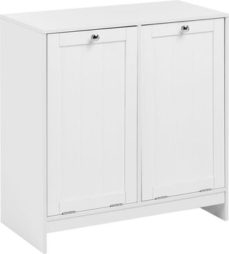 Beliani Armario Para La Ropa Sucia De Mdf Puertas Abatibles Con Cestas Almacenaje Ba&ntilde;o Blanco Aypel