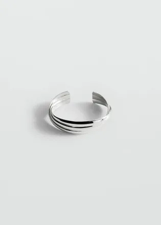 Mango Bracciale rigido rilievo argento - Donna - Taglia unica - MANGO