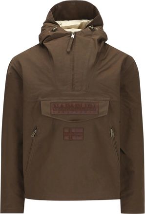 Napapijri Brown Oversized Technical Anorak With Adjustable Features