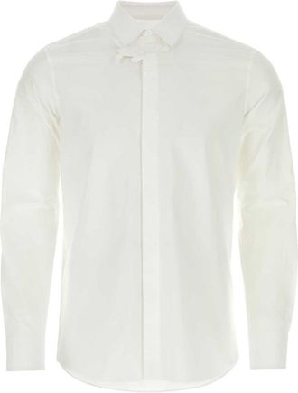 Valentino Garavani floral-patch poplin shirt - men - Polyester/Cotton - 39 - White