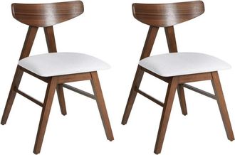 Beliani Conjunto De 2 Sillas De Comedor Asiento Acolchado Tapizado De Poli&eacute;ster Estructura De Madera De Caucho Comedor Cocina Marr&oacute;n Oscuro Y Gris Claro Lacot