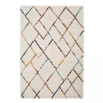 Un amour de tapis Alfombra Shaggy de pelo largo con motivos bereberes, crema 120x170