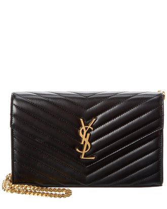 Saint Laurent Cassandre Lambskin Leather Wallet On Chain