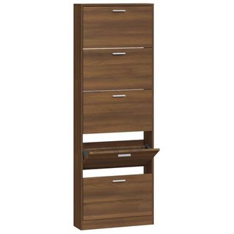 vidaXL Vidaxl - Mueble Zapatero Madera Contrachapada Marr&oacute;n Roble 59x17x169 Cm