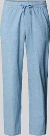 Blend Hose aus Baumwoll-Leinen-Mix mit elastischem Bund in Blau, Gr&ouml;&szlig;e 3XL