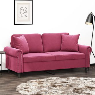 vidaXL Vidaxl - Sof&aacute; De 2 Plazas Con Cojines Terciopelo Rojo Tinto 140 Cm