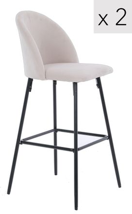 Nordlys Set of 2 Scandinavian Metal Fabric Bar Stools in Beige