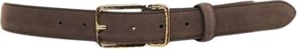 Gavazzeni Brown Nubuck Belt With Textured Gold-Tone Buckle