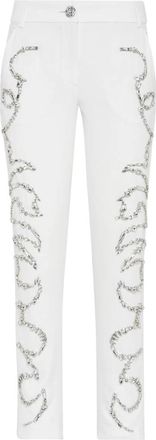 Philipp Plein Cady Broek - Dames - Slim Fit Broeken - Wit - XS - Leer - Broeken