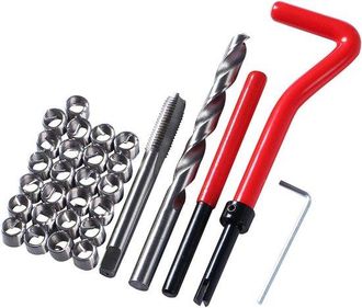 No Brand Kit De Insertos Roscados - Reparaci&oacute;n De Tornillos - Reparaci&oacute;n De Metales - Kit De 30 Piezas - Casquillo Para Tornillo M8 - Rojo Y Plateado