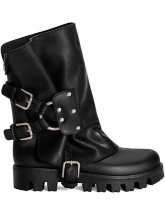 Dolce & Gabbana Womens-Biker Ankle Boots With Buckles