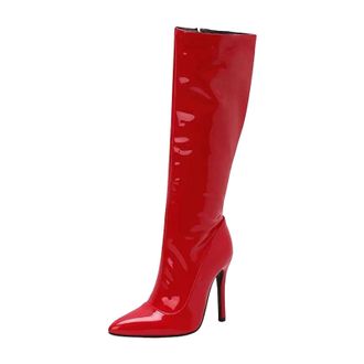 Generic Womens Sexy Knee High Boots Pointed Toe Super High Stiletto Heel With Side Zipper For Parties And Dating Events