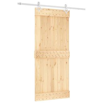 Berkfield Home Sliding Door with Hardware Set 90x210 cm Solid Wood Pine in Brown