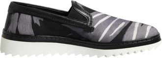Dolce & Gabbana Zwarte tropische instap sneakers - Heren - Loafers - Zwart - 39 1/2 EU - Katoen - Schoenen