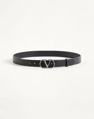 Valentino Garavani Cintura VLogo Signature In Vitello Lucido 30 mm Uomo NERO 085