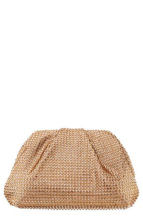 Nina Crystal Frame Satchel in Taupe at Nordstrom
