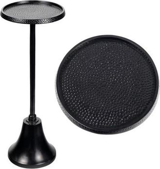 Jonathan Y Designs Irida Modern Hammered Round Pedestal Drink Table, Metal Accent Martini Side Table for Living Room Bedroom in Antique Black at Nordstrom