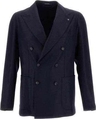 Tagliatore Blue Montecarlo Wool Cashmere Peak Lapels Blazer