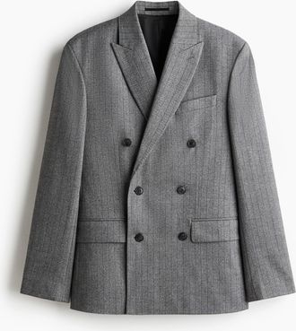 H&M Doppelreihiges Jackett in Regular Fit - Schwarz