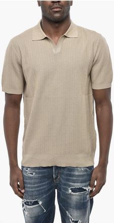 Altea Chevron-Pattern Polo with Open Collar size Xxl