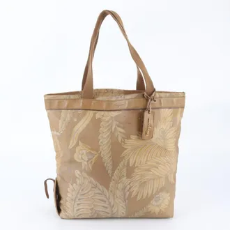 Ferragamo Beige Leather Coated Canvas Handbag Shoulder Bag Tote Bag (Pre-Owned)