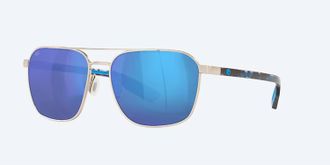 Costa Unisex Wader Polarized Sunglasses In Brushed Silver Blue Mirror