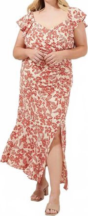 Sugarlips Nadia Ruched Midi Dress In White Red