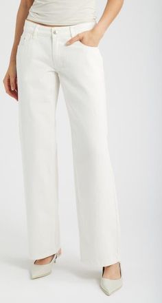 Princess Polly Ellanor Low Rise Slouch Jeans in White at Nordstrom, Size 10