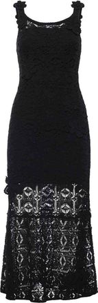 Pinko Crochet Midi Dress With Floral Appliques