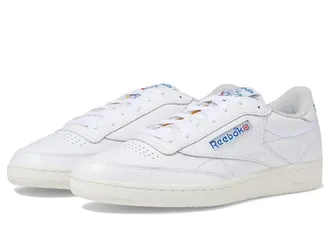 Reebok Lifestyle Club C 85 Vintage Athletic Shoes White/Chalk/Vector Blue : Mens 9.5 - Womens 11 Medium, Leather