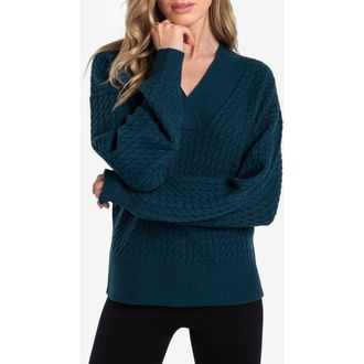 Lole Camille Cable Knit Sweater in Bb56 - Fjord Blue Heather at Nordstrom Rack, Size X-Large