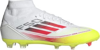 adidas Womens Accessories F50 League Mid Cut Firm Ground Football Boots in White/Red - Size UK 3.5