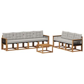 vidaXL Conjunto De Sof&aacute;s De Exterior 8 Pcs Natural Y Gris Claro Vidaxl