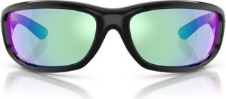 Ray-Ban x A$AP Rocky Ultra Wrap 003 86mm Mirrored Shield Sunglasses in Black/Light Grey Mirror Blue at Nordstrom